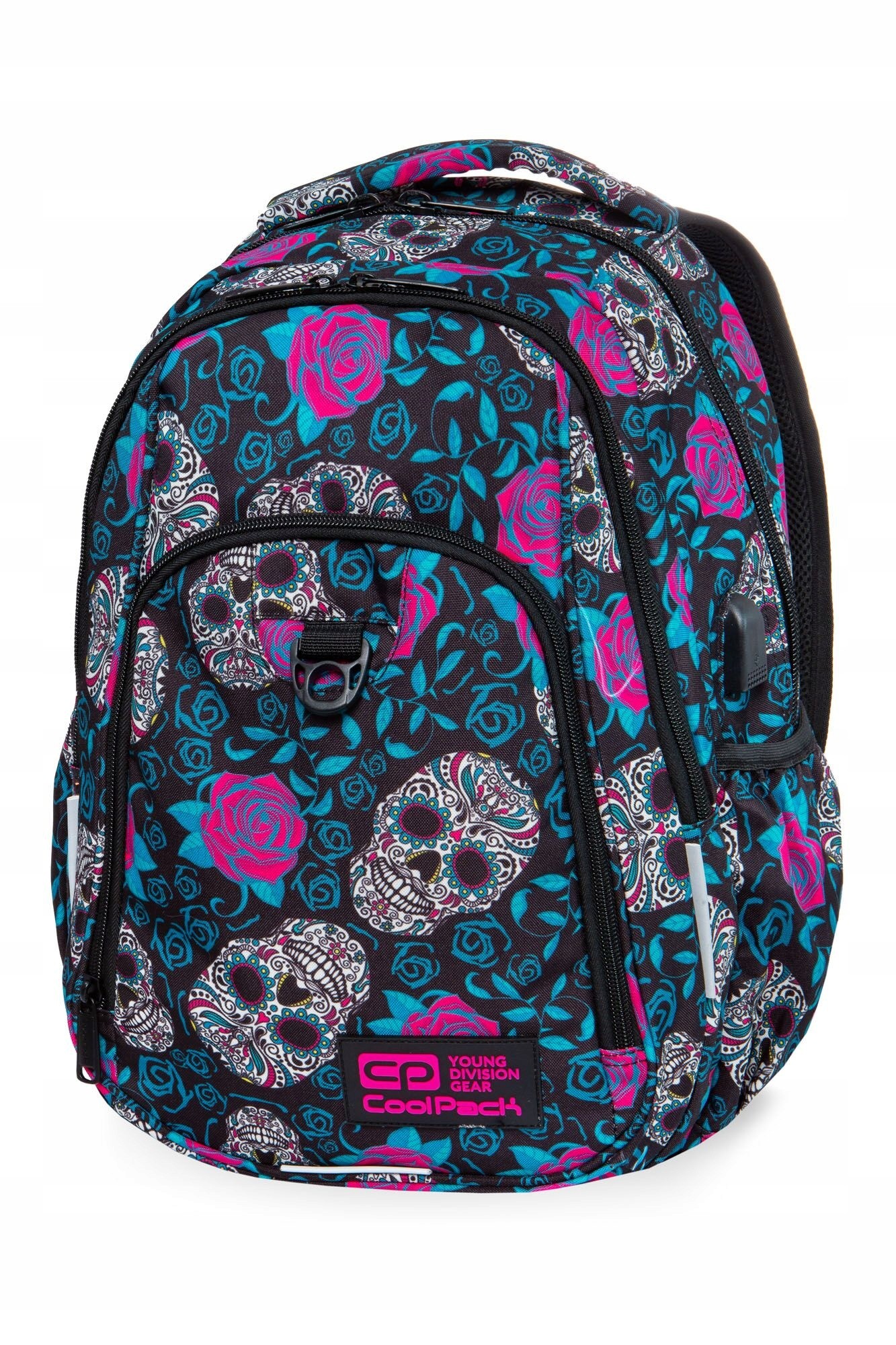 Dvojkomorový školský batoh CoolPack Strike L 27L, Skull&Roses